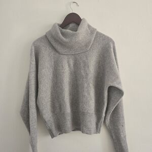 Tahari Light Gray Turtleneck Knit Sweater